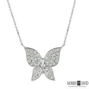 1.08 Carat Natural Diamond Butterfly Necklace 14K